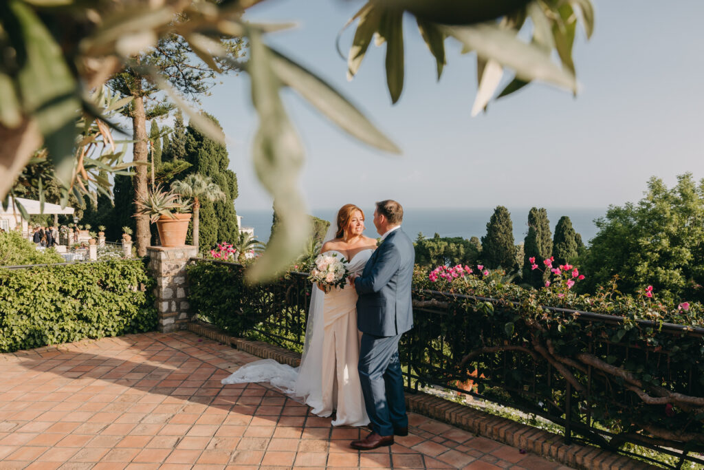 elegant destination wedding Sicily with sea view ceremony