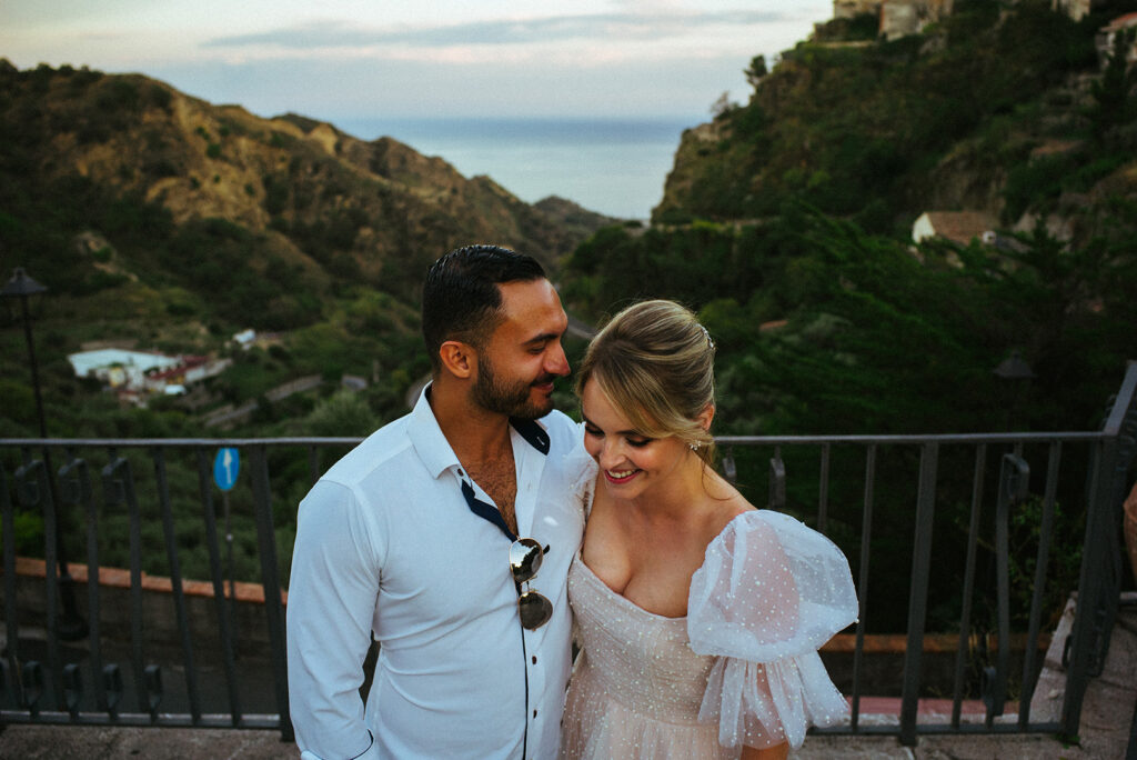real couple celebrating their destination wedding in Sicily